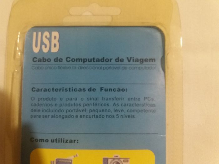 Cabo usb para viagem