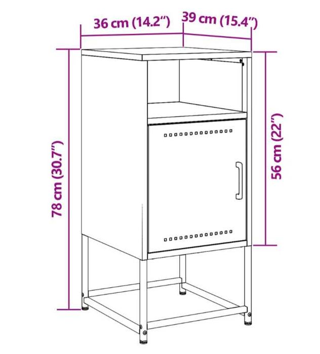 Szafki nocne, 2 szt., różowe, 36x39x78 cm, stal