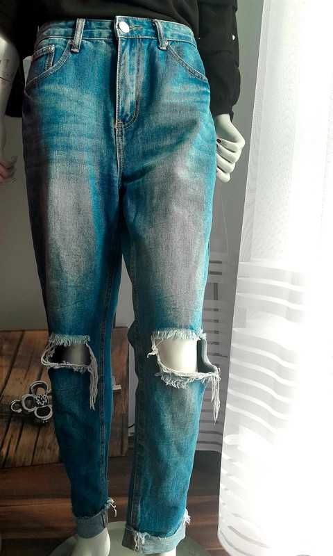 Damskie spodnie jeansowe mom fit r.38