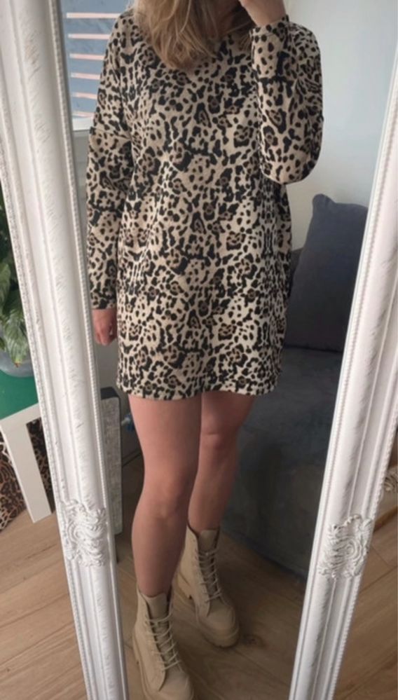 Sukienka ZARA oversize leopardowa - rozmiar S