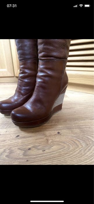 Skórzane kozaki z kożuszkiem w środku Venezia