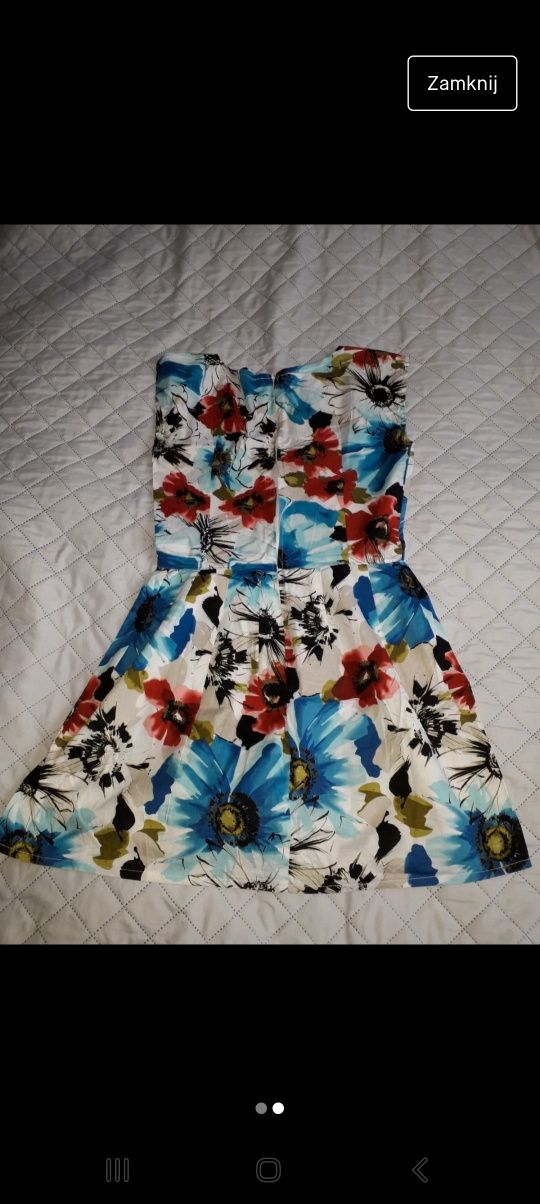 Sukienka letnia kwiaty S handmade wesele chrzest okazje