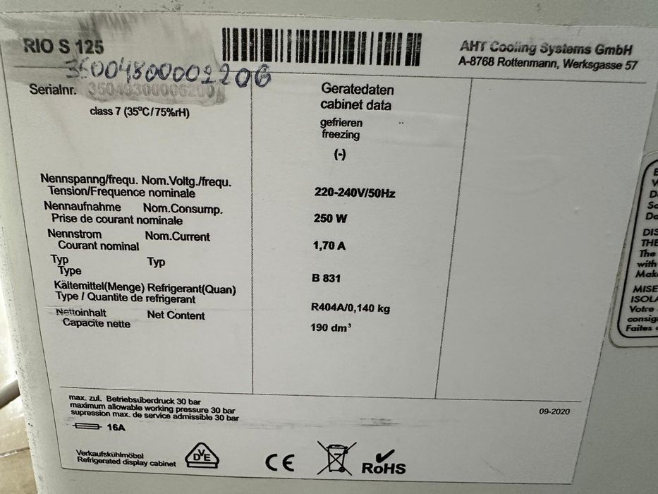 Zamrażarka Aht Rio 125  skrzyniowa