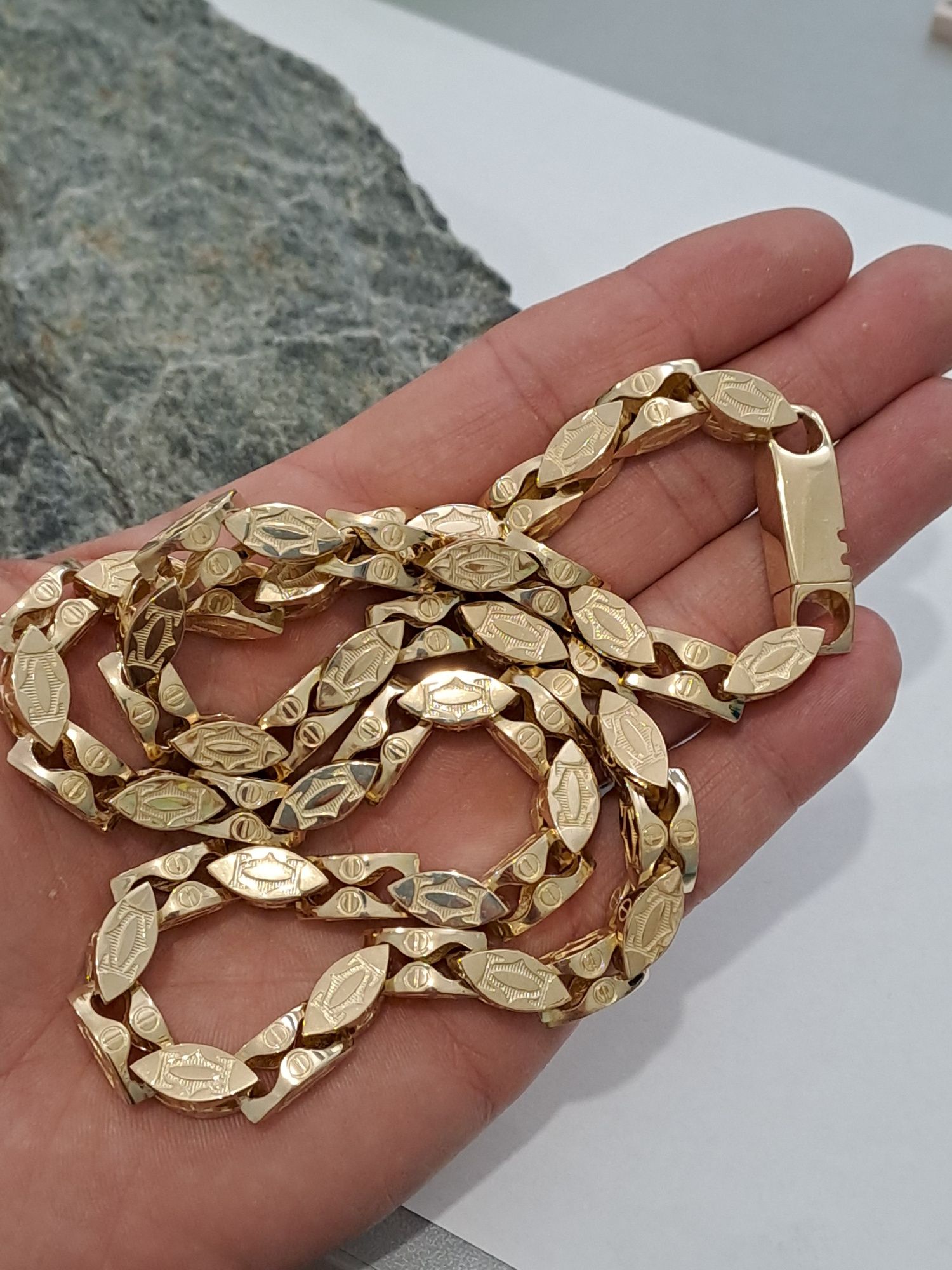 Złoty łańcuszek splot  Cartier 126 g 60 cm 585 Nowy