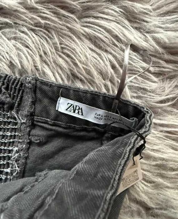 Top gorsetowy Zara damski gorset zapinany jeans szary wiosenny L /40