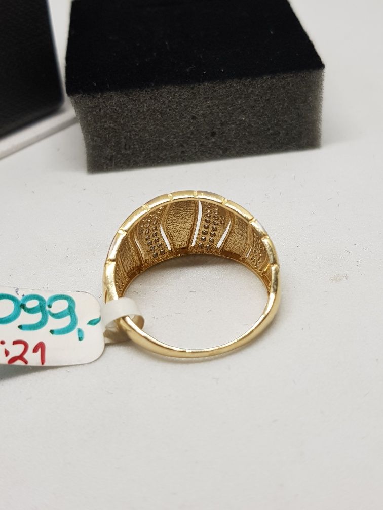 Złoty pierścionek z cyrkoniami złoto 585 rozmiar 21