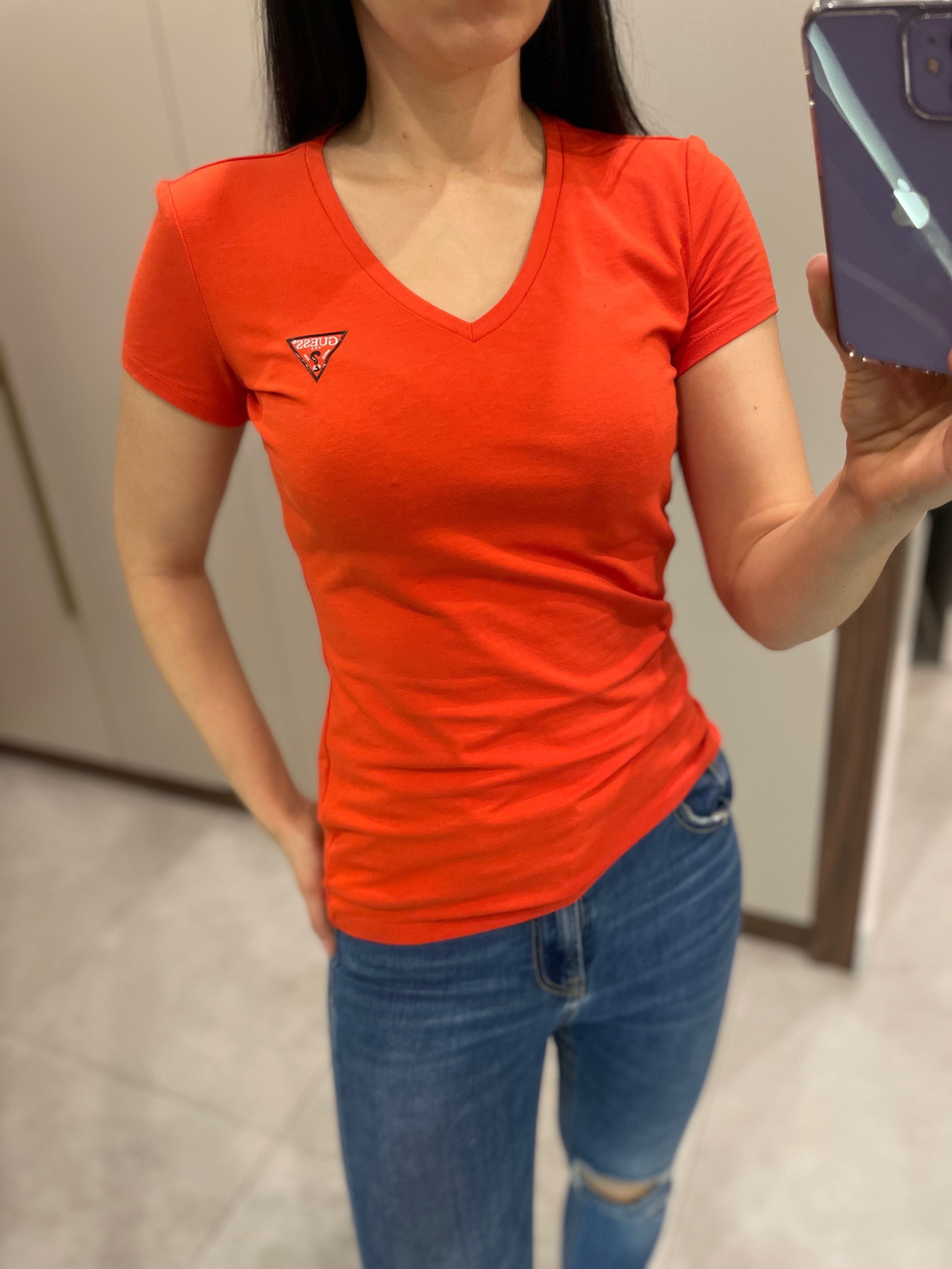 Oryginalny tshirt bluzka guess S 36 pomarańczowy