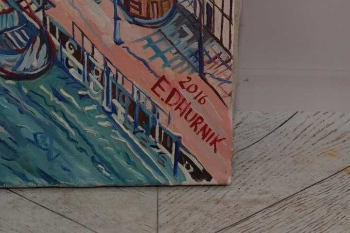 E. DWURNIK 2016 - Gdański Pejzaż - Miasto Gdańsk Port - Obraz Sztuka