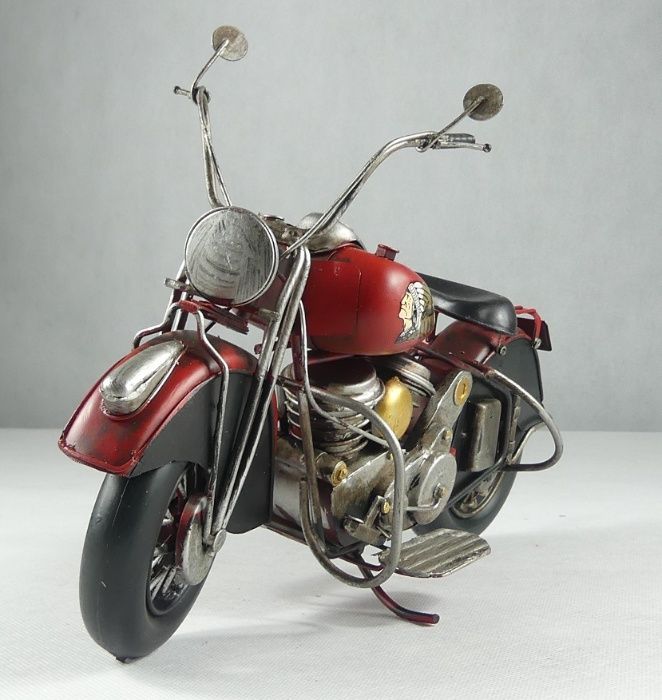 Metalowy MOTOR retro INDIAN czerwony pojazd 35 cm