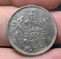 Moeda rara 5 pesetas de 1957