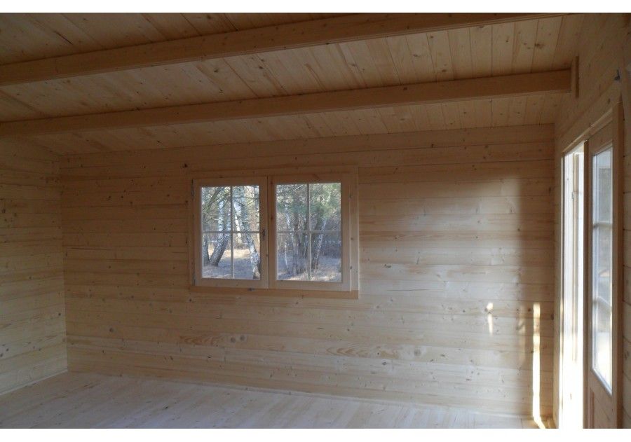 Domek letniskowy drewniany z balika rekreacyjny jeden pokój 5.0x5.0m