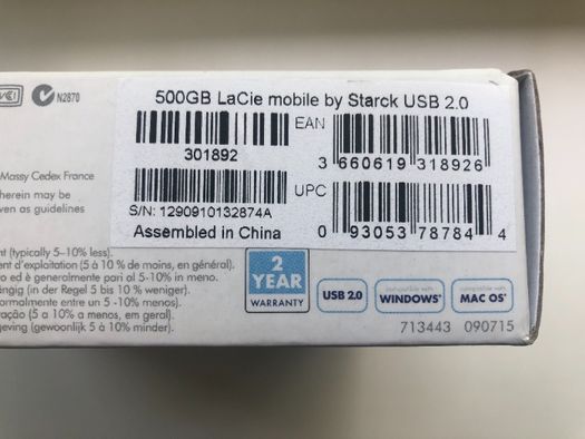 LaCie Starck Mobile Hard Drive 500GB внешний жесткий диск для Apple