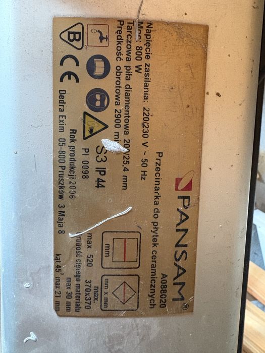 Przecinarka do płytek PANSAM A08820 - przesuwna głowica 800W