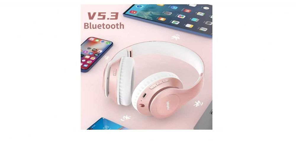 Słuchawki Nauszne Bluetooth 5.3 Z Mikrofonem Różowe Bezprzewodowe Ulip