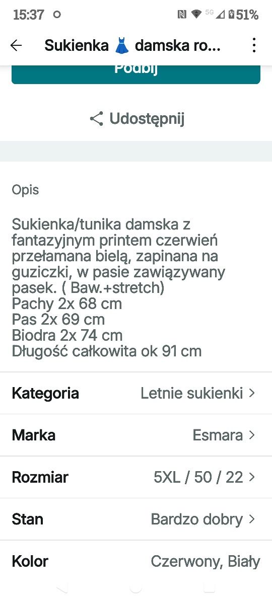 Sukienka damska rozmiar 50