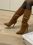 Nowe Kozaki zamszowe camel rude obcas