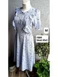 H&M sukienka dress midi M biust 45x2 flowers blue uroczą falbanki