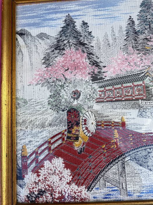 Moldura estilo de vida asiático,com tapeçaria