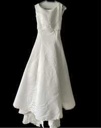 Suknia ślubna vintage Brautmoden Beumelburg MG Rheydt XS 34 biała haft