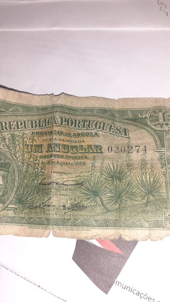 Nota um Angolar 1926 raro Angola colonias