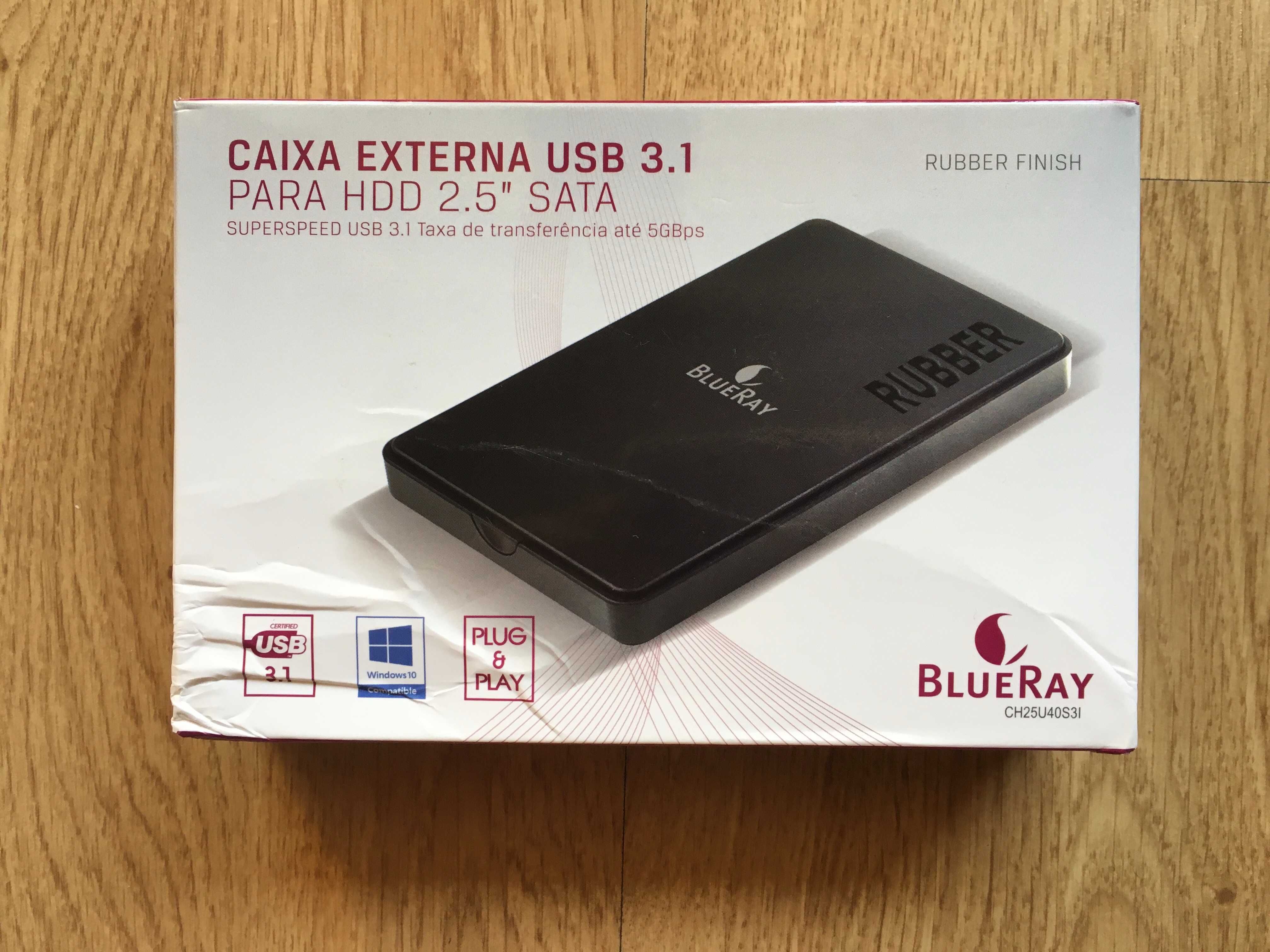 Caixa Externa USB 3.1 para HDD 2.5" SATA (NOVO) + Disco Externo 1TB