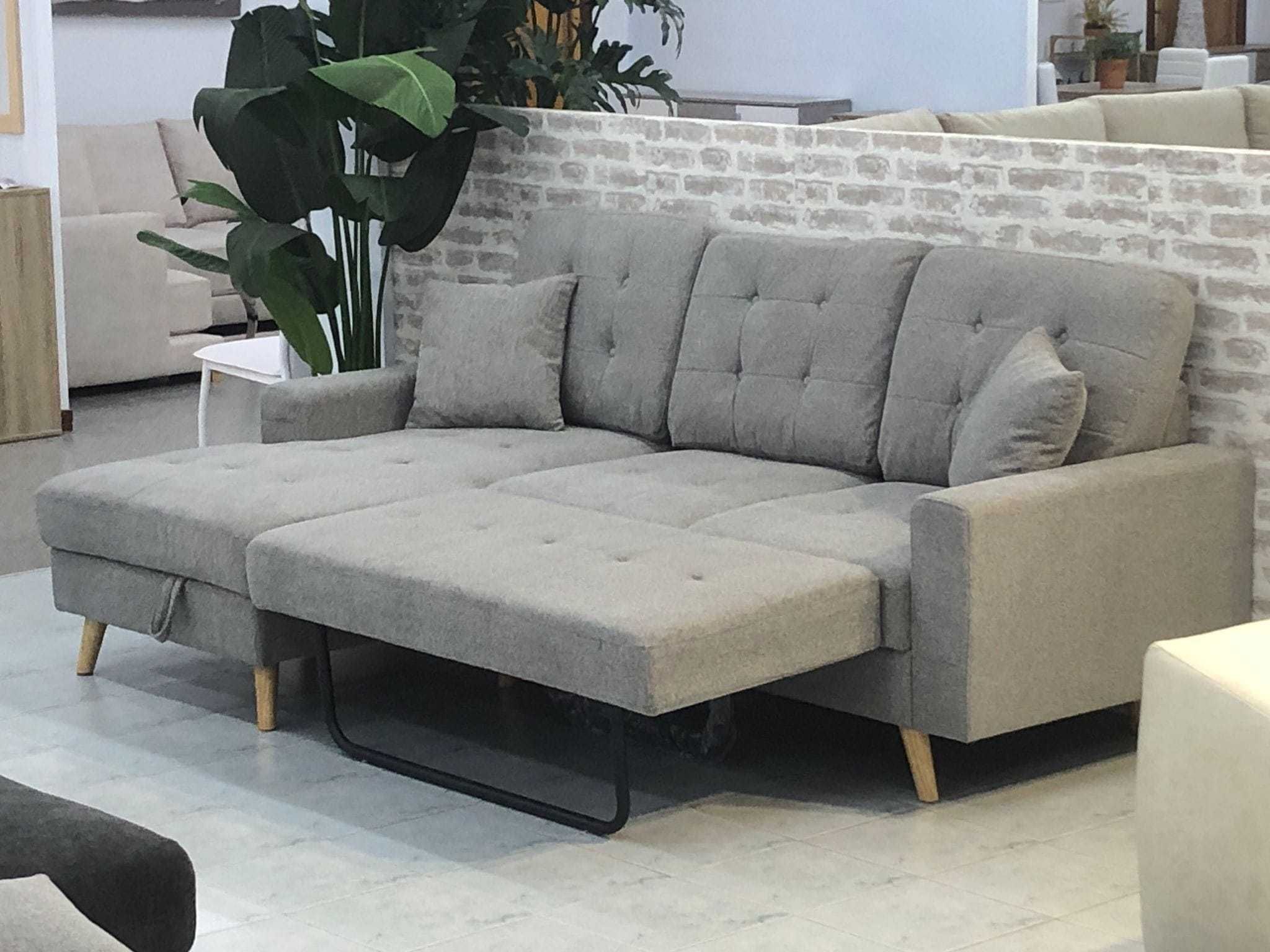 Sofá-cama chaise longue com baú, Portes grátis, pagamento na entrega
