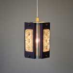 Duńska metalowa lampa wisząca Vitrika fioletowa vintage retro Orrefors
