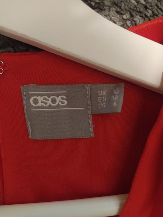 Sukienka MIDI  wizytowa czerwona ASOS 36 38