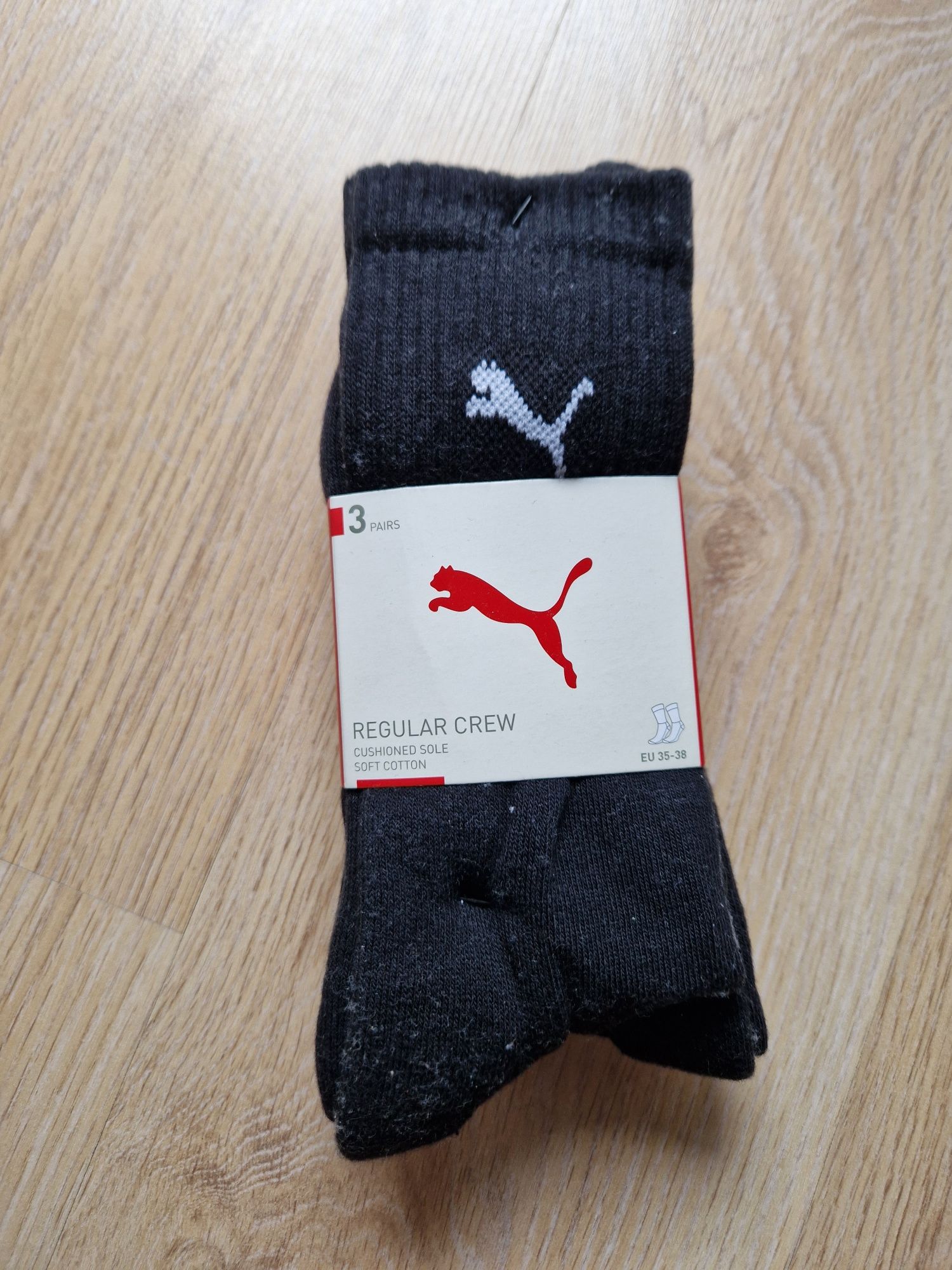Puma regular crew skarpety 35-38 czarne wysokie