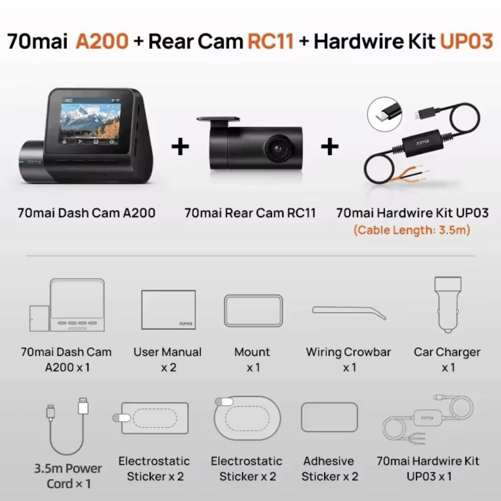 Відеореєстратор 70mai Dash Cam A200 black