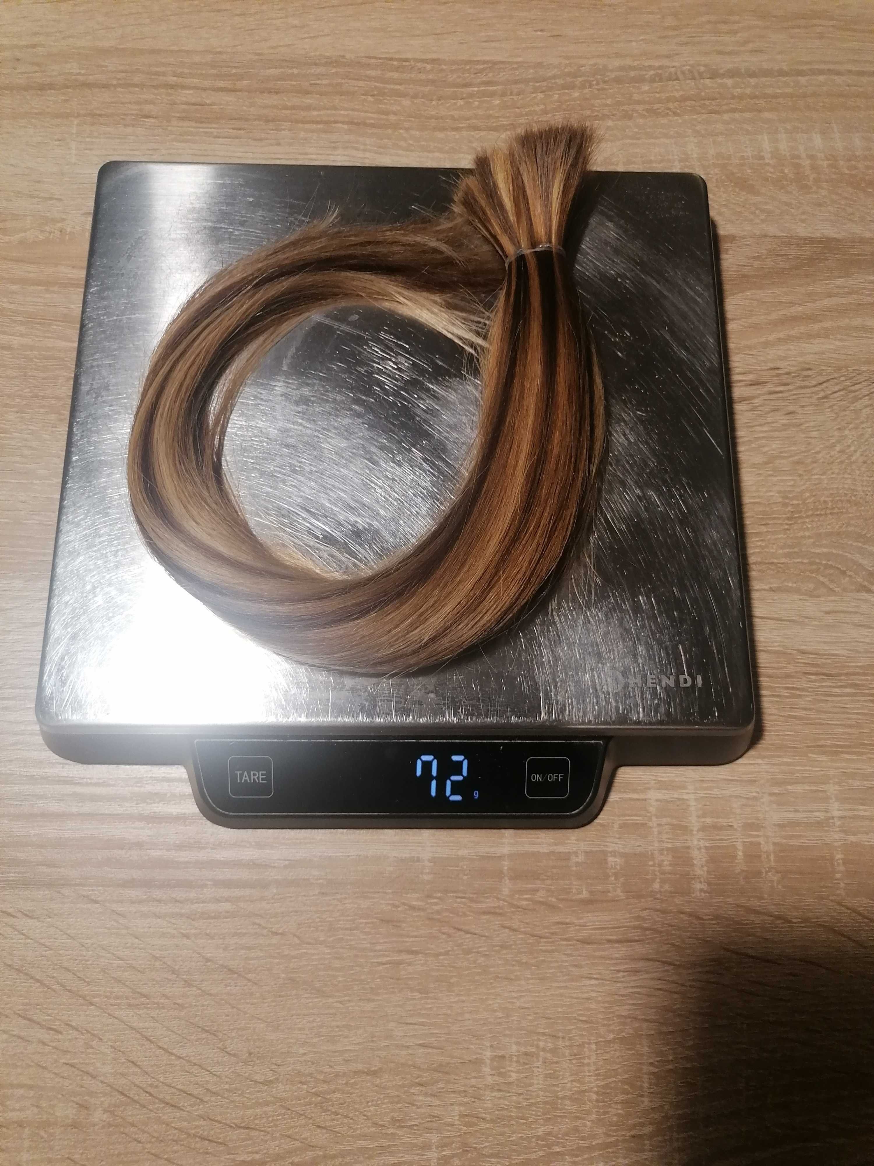 Włosy naturalne słowiańskie 50cm blond pasemka ok. 100 pasmek / 72g