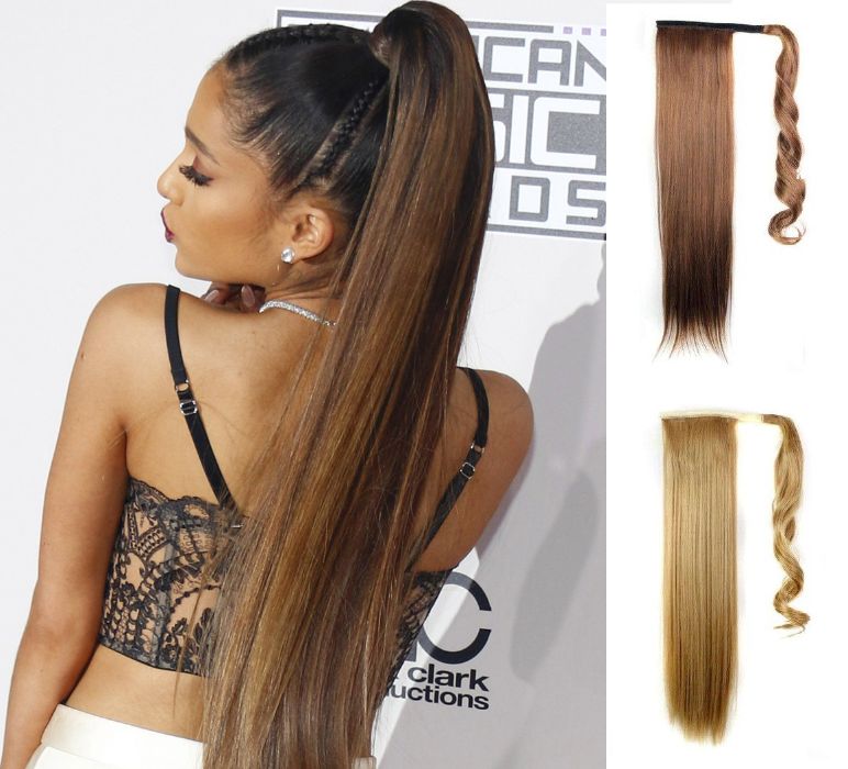Rabo de Cavalo Liso Extensões de Cabelo Velcro NOVO