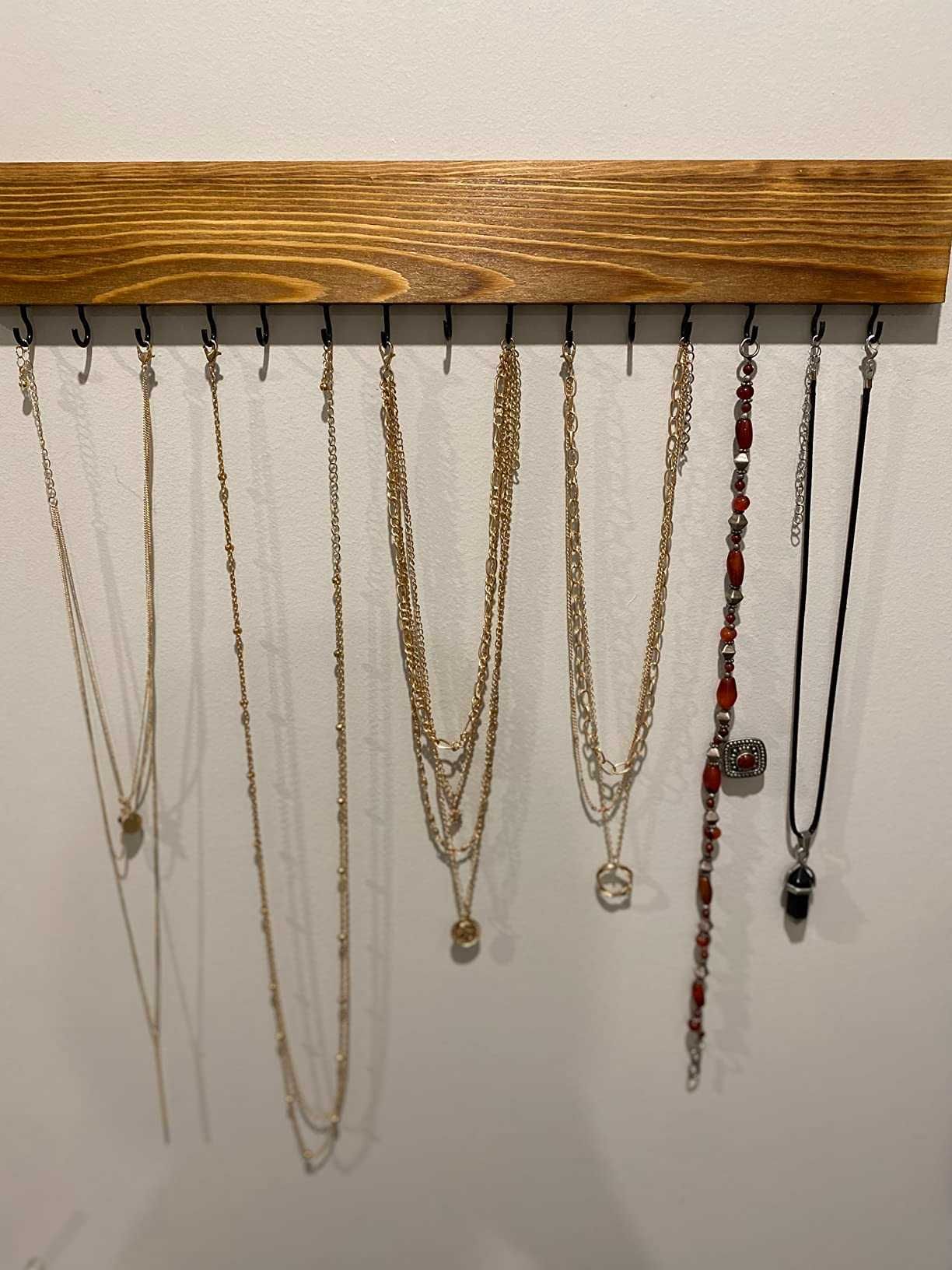 Organizer na biżuterię z haczykami drewno 3 sztuki wieszaki PREZENT