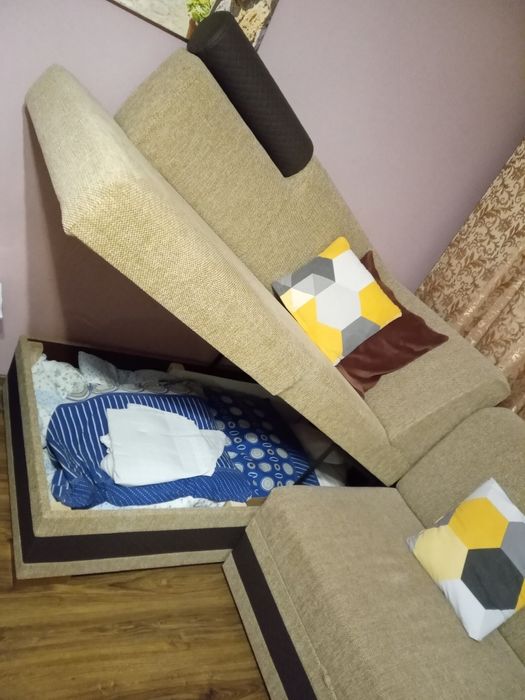 Narożnik kanapa rozkładana od stolarza duży zestaw