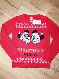 Nowy  czerwony sweter świąteczny myszką Miki i Mini C&A roz 170/176