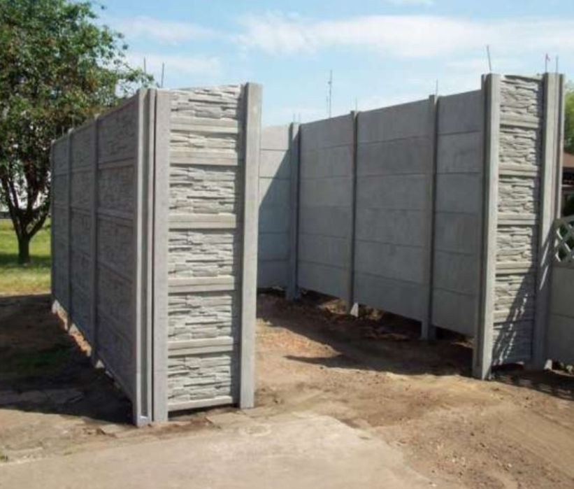 Garaże, budynki, ogrodzenia betonowe