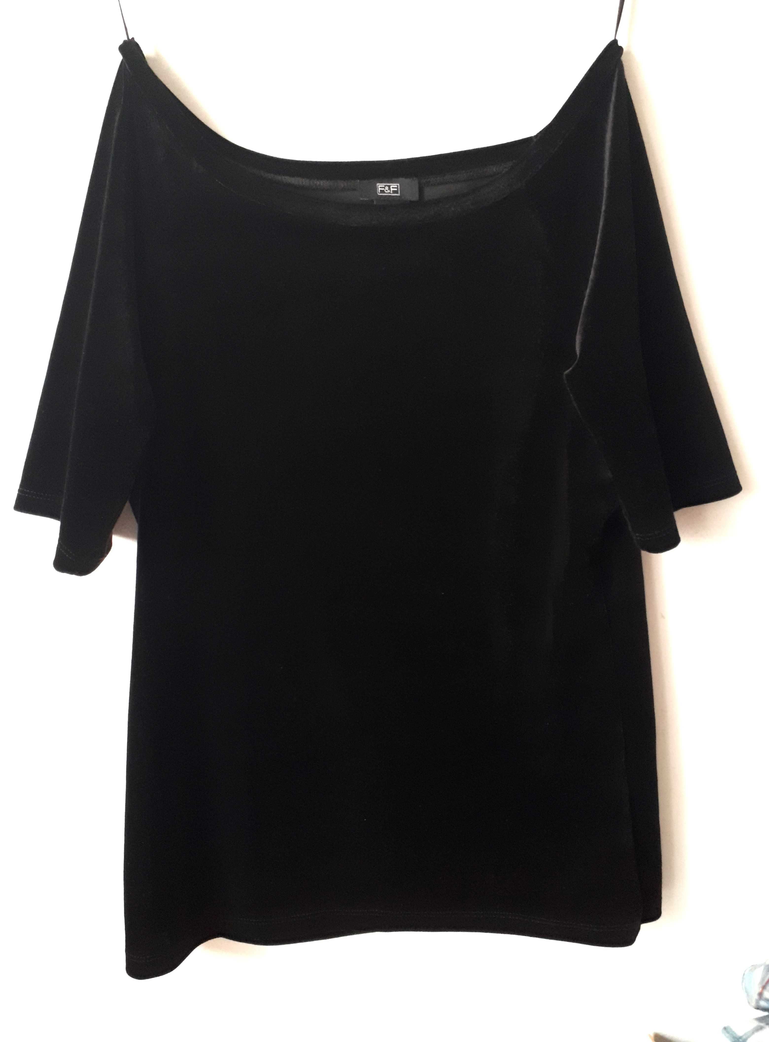 elegancka bluzka welurowa F&F czarna L wieczorowa