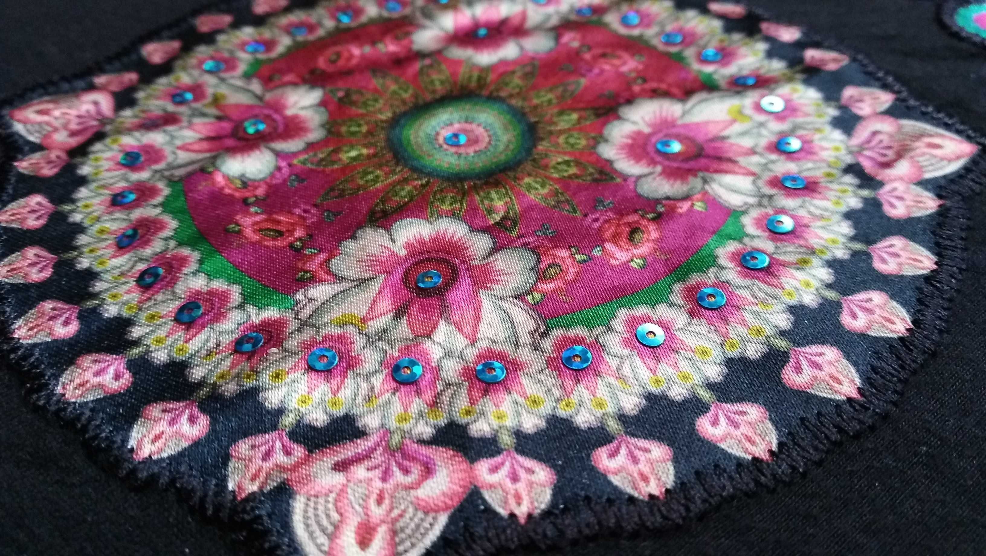 DESIGUAL kolorowa tunika BOHO aplikacje cekiny wzory 146 11/12 L