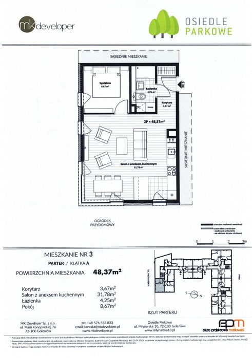 Mieszkanie 2-pokojowe w Goleniowie. Osiedle Parkowe.