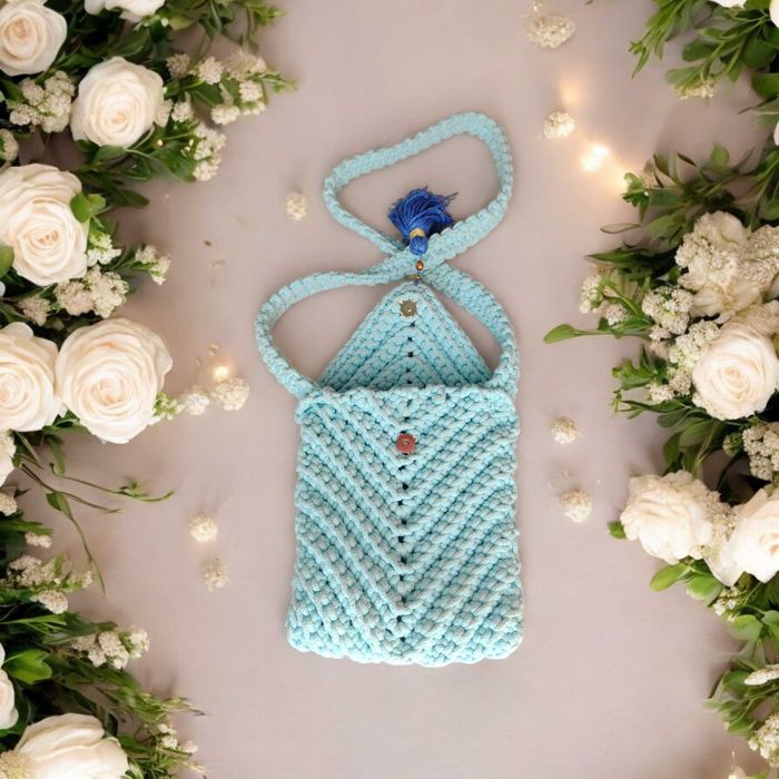 Niebieska torebka listonoszka bawełniana handmade