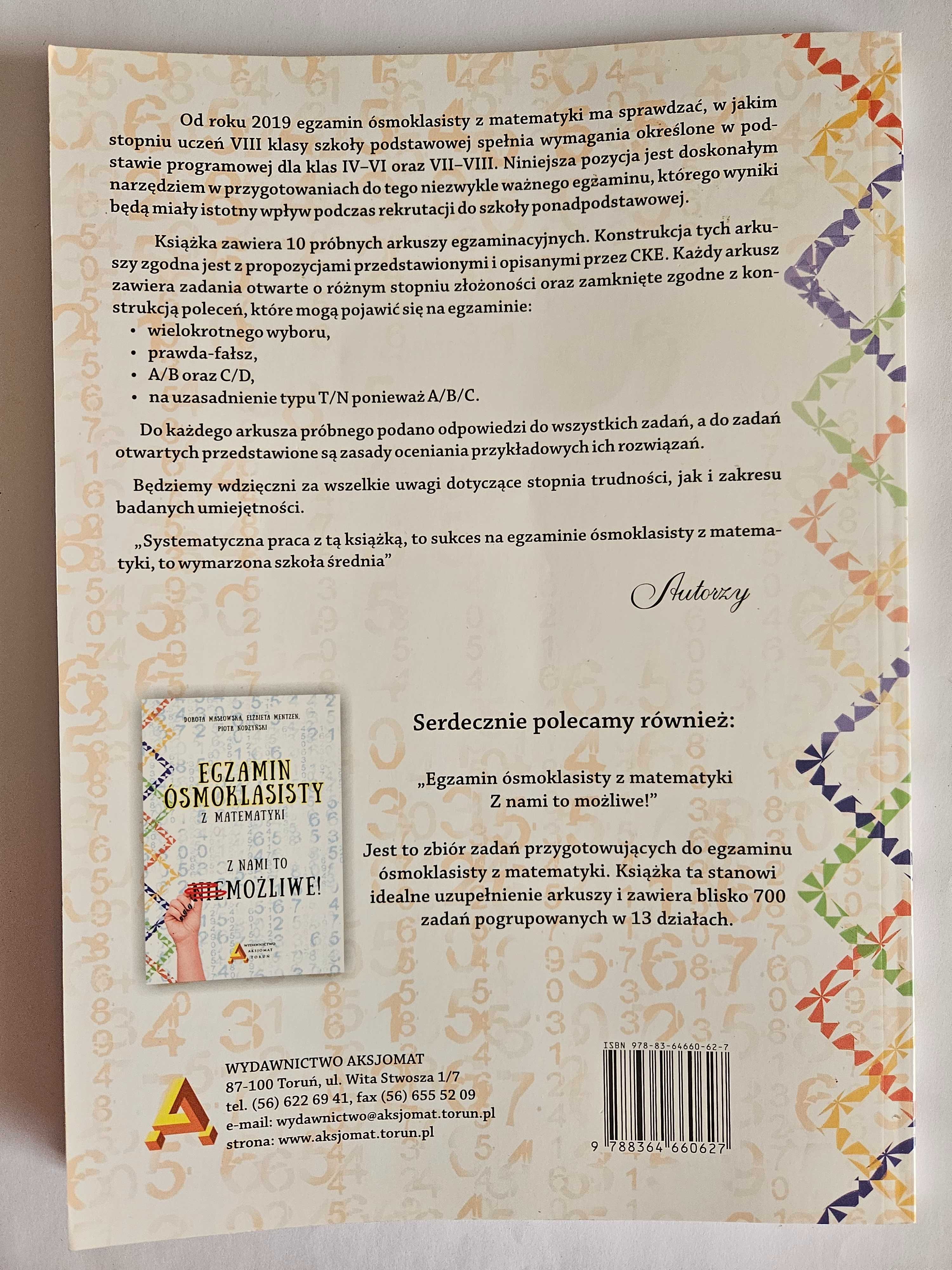 EGZAMIN ÓSMOKLASISTY z matematyki. Arkusze próbne - Masłowska