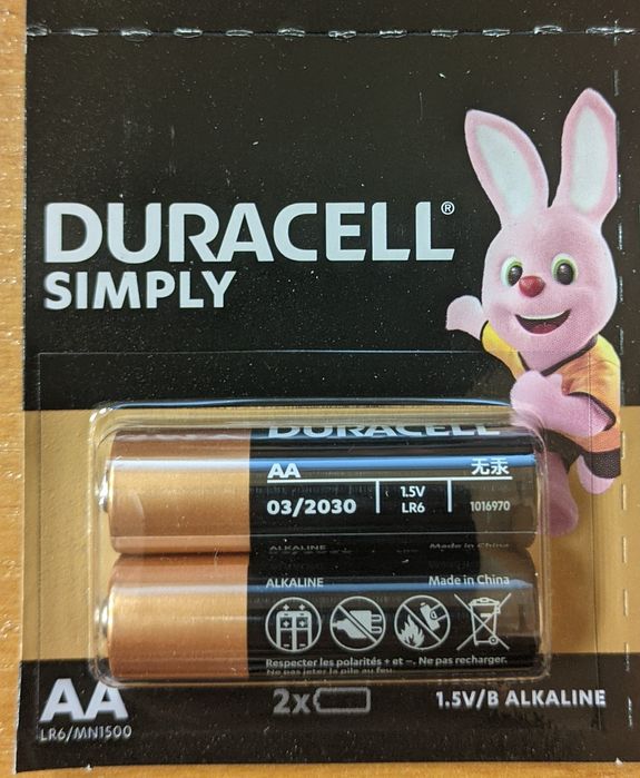 Оригинальные батарейки Duracell Simply R06 MN1500 AA (R6, 316) 2 шт.