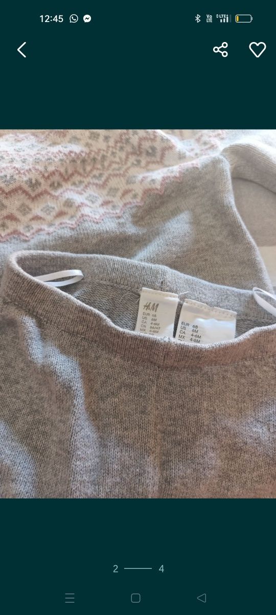 Sweter komplet h&m 68 sweterek
