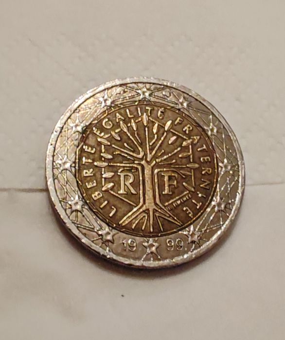 Moeda rara de 2 euros 1999 república francesa