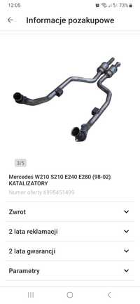 Mercedes W210 Nowe !! katalizatory do mercedes w210 E240/E280