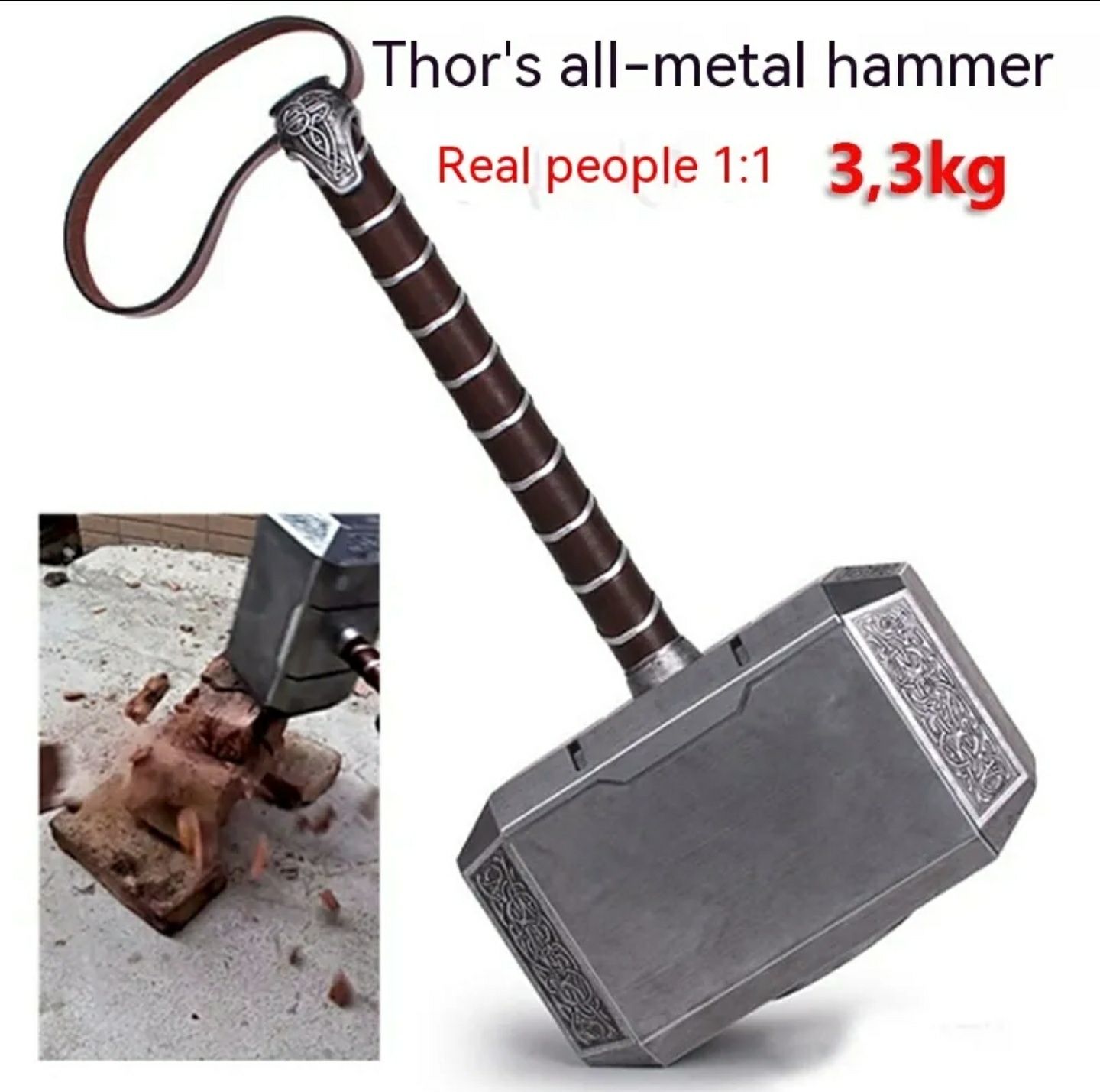 Martelo do Thor Mjolnir Metal Tamanho Real 1:1 Premium
