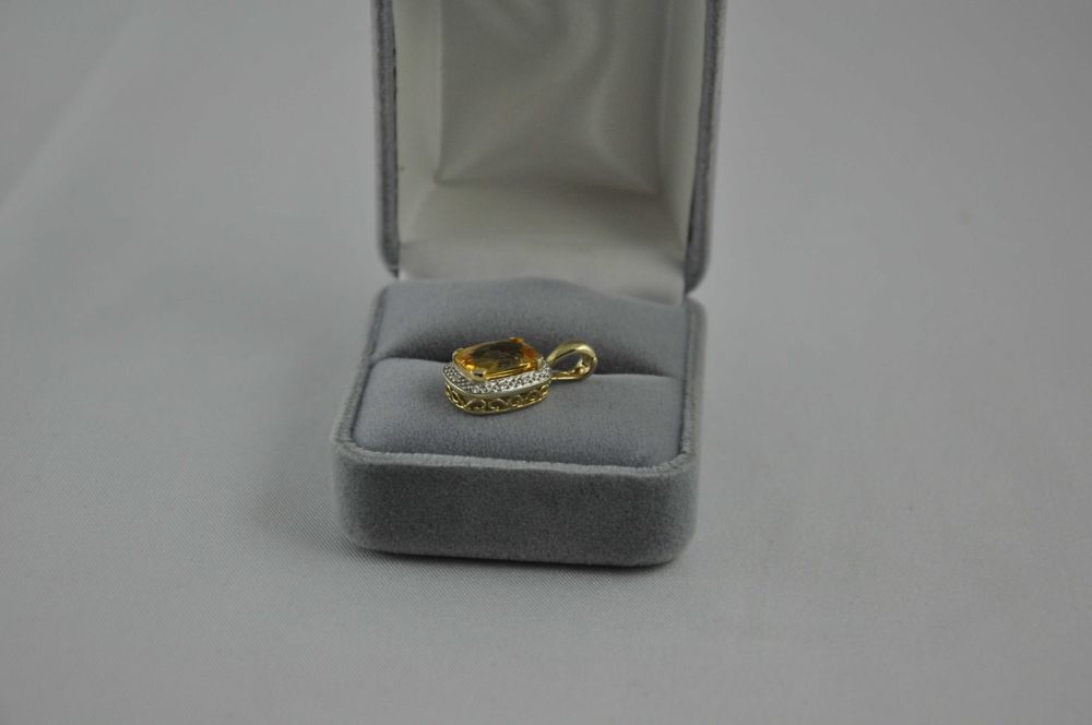 Apart złota zawieszka 14K/585 z diamentami i cytrynem