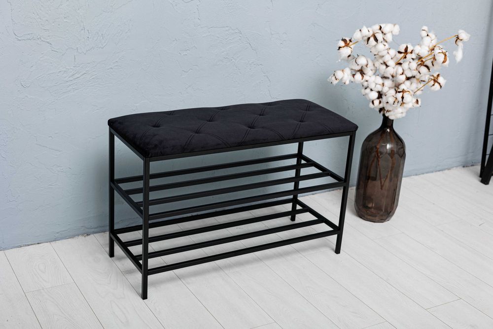 Готовая подставка для обуви в коридор, пуф полка для обуви из велюра