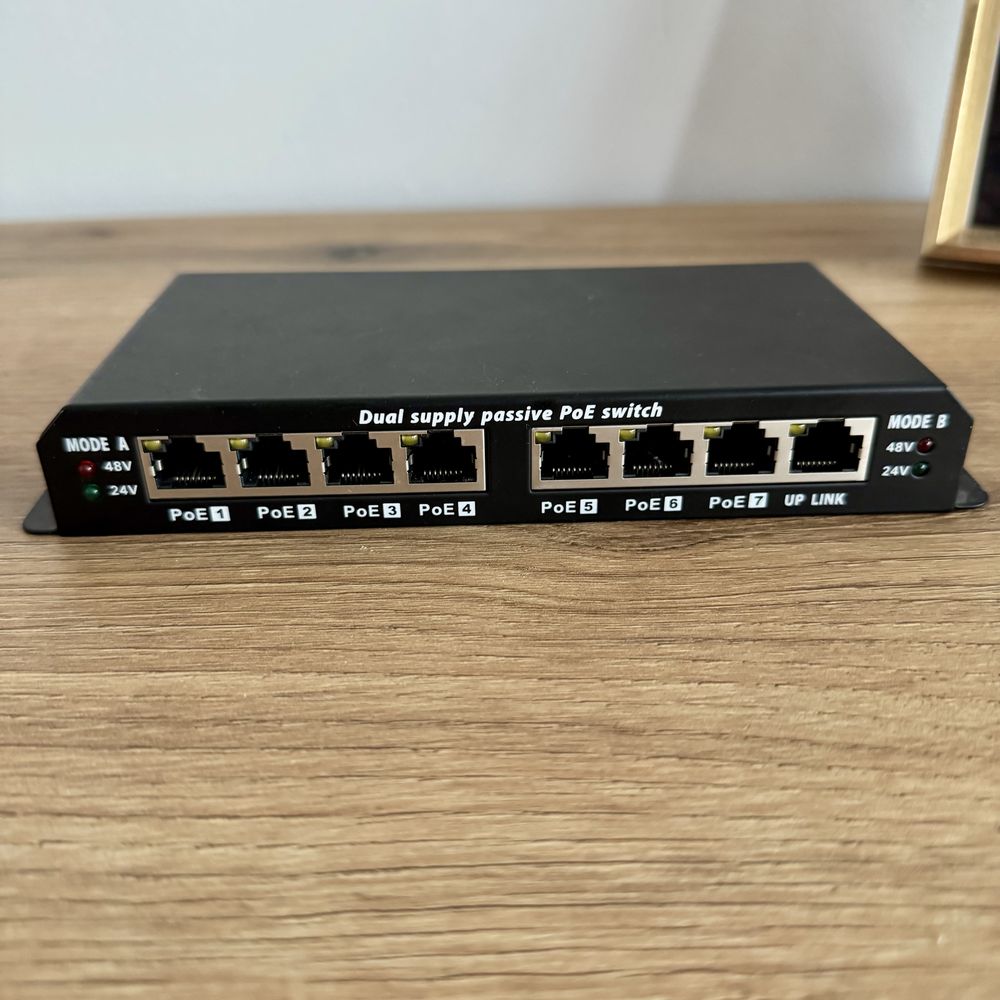Switch PoE 8 portów 2 tryby pracy, 24V/48V jak nowy