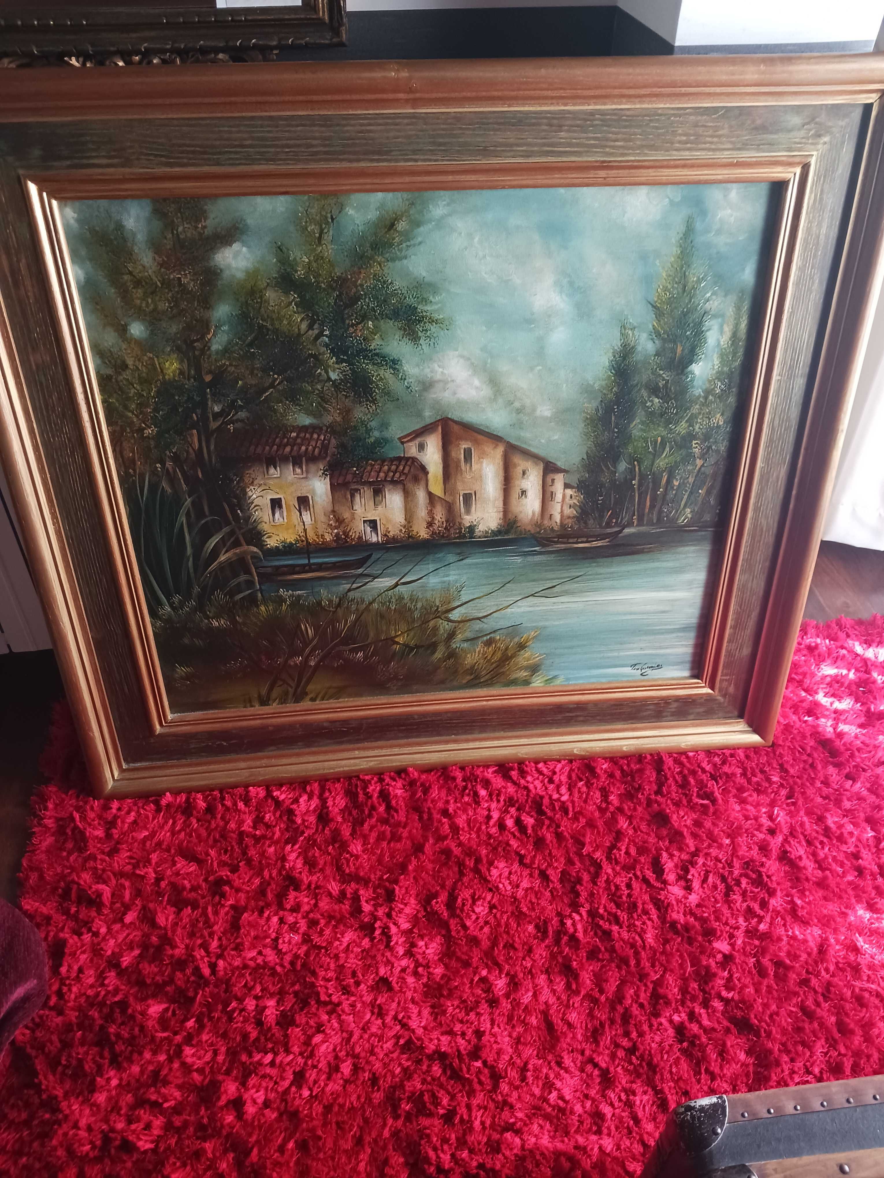 Pintura óleo com moldura